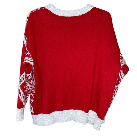 Ugly Christmas 2XL Red Pullover Sweater "Merry Christmas" - Picture 2 of 5